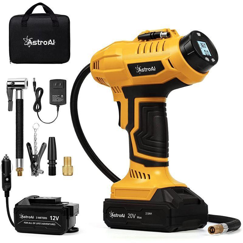 海外並行輸入正規品 Astroai 電動エアコンプレッサー コードレスv 充電式エアコンプレッサー 電動空気入れ 共通バッテリー付き ボール 自動車 自転車 コンプレッサー