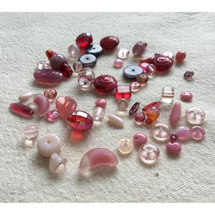 ヴィンテージ ビーズ ピンク アソートパック   ハンドメイド 手作り アクセサリー ネックレス ブレスレット ピアス イヤリング |  | 01