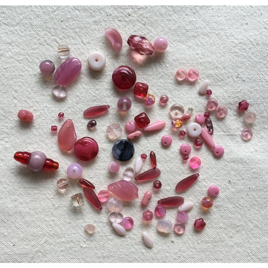ヴィンテージ ビーズ ピンク アソートパック   ハンドメイド 手作り アクセサリー ネックレス ブレスレット ピアス イヤリング |  | 03