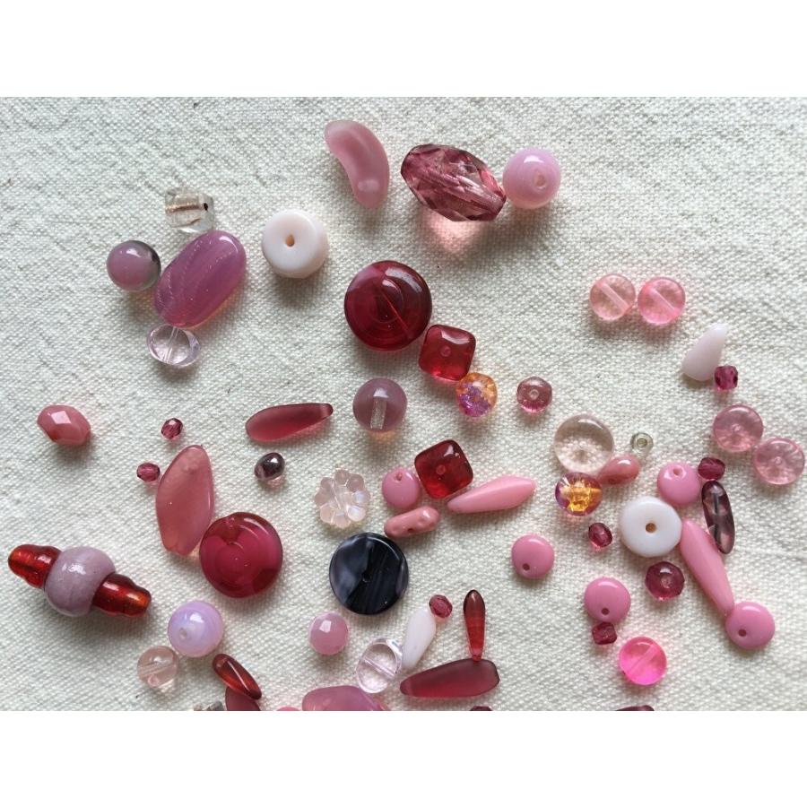 ヴィンテージ ビーズ ピンク アソートパック   ハンドメイド 手作り アクセサリー ネックレス ブレスレット ピアス イヤリング |  | 05