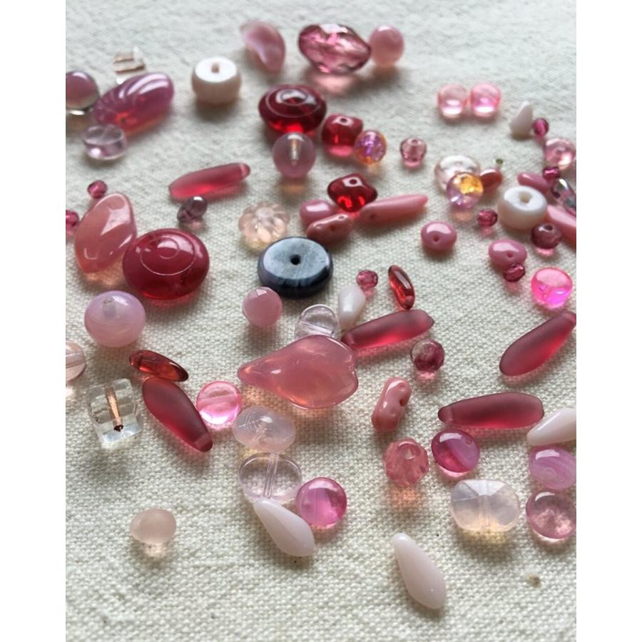 ヴィンテージ ビーズ ピンク アソートパック   ハンドメイド 手作り アクセサリー ネックレス ブレスレット ピアス イヤリング |  | 06