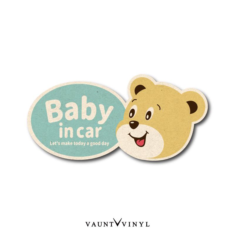 レトロ風 クマ Baby in car マグネット 車 ベビーインカー : VAUNT