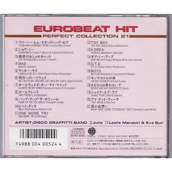 CD 洋楽　最新ユーロビート・ヒッツVol.2 オムニバス　テイチク盤　ダンス □CD TOY BOY/最新ユーロビート・ヒット決定盤21 全21曲収録 [テイチク