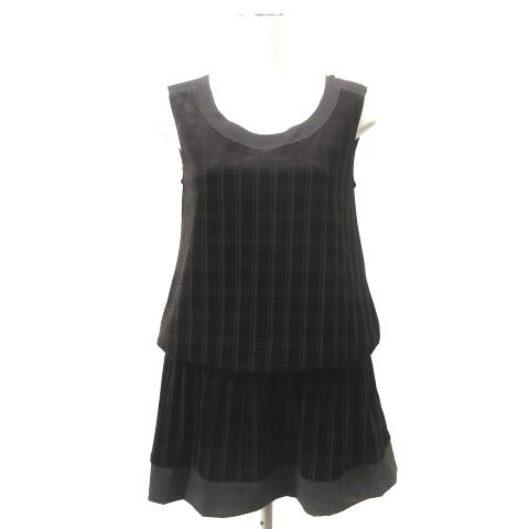 数量限定 ベロアノワール バイ フォクシー ニューヨーク 14年 ワンピース ベロア ノースリーブ チェック 38 茶 ブラウン Ibs90 レディース ベクトル 古着 超人気 Www Muslimaidusa Org