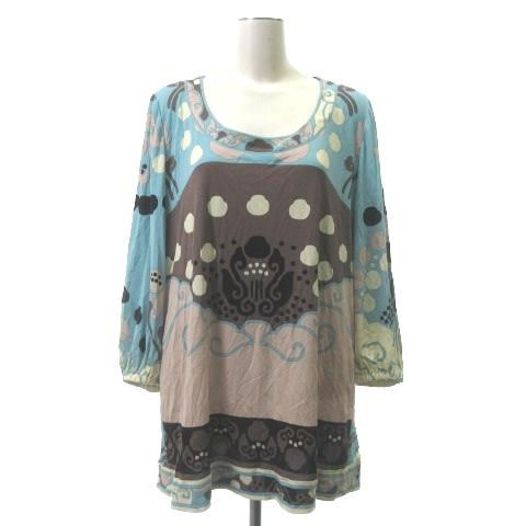 日本全国送料無料 レオナール Leonard Paris 長袖 チュニック ワンピース カットソー シルク100 総柄 水色系 44 Ibs94 レディース ベクトル 古着 全国宅配無料 Orientalweavers Com