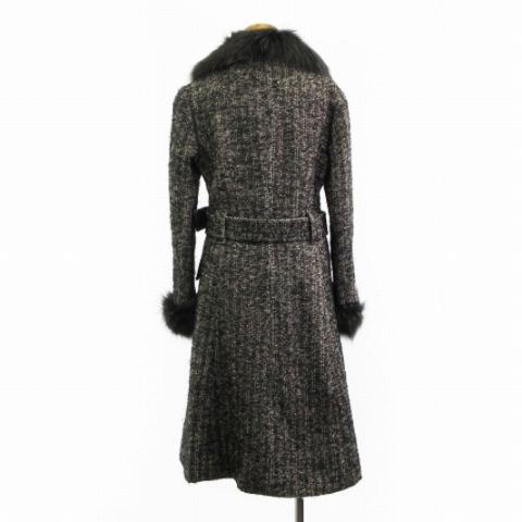 コムサデモード COMME CA DU MODE チェスター コート ファー ツイード  