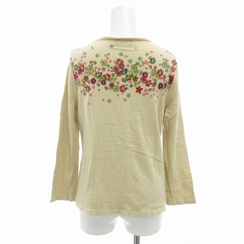 ユキトリイ花柄刺繍カーディガン 長袖 ベージュ - 長袖