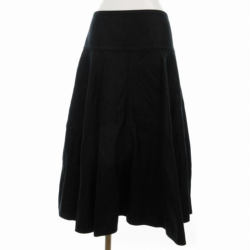 ドゥロワー Drawer ひざ丈フレアスカート ジップフライ 36 S 黒  