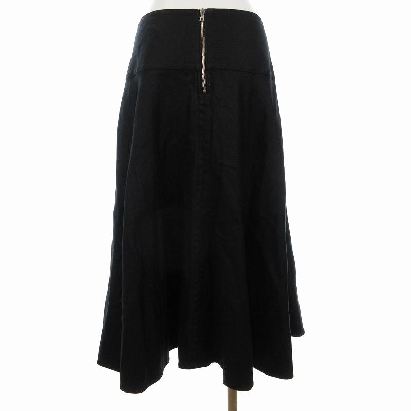 美品ドゥロワーウェストリボンチェックギャザースカート黒36 マキシ