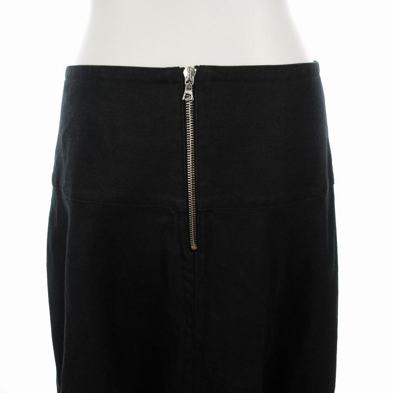 ドゥロワー Drawer ひざ丈フレアスカート ジップフライ 36 S 黒  