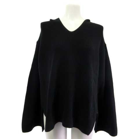 ギャルリーヴィー 24AW コットンハーフ フーディー ニットパーカー 黒 F ギャルリーヴィー GALERIE VIE トゥモローランド 24AW コットン