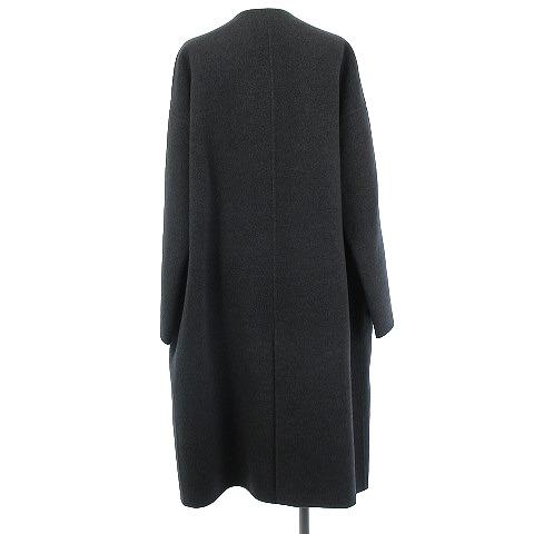 チノ CINOH 美品 カシミヤ混 ノーカラーコート ロングコート グレー 38 