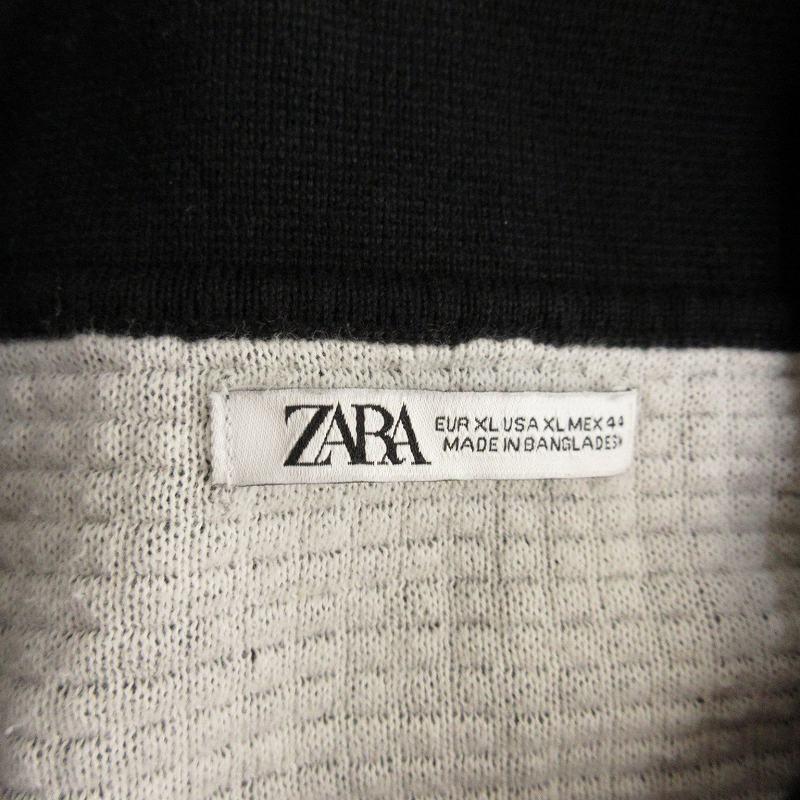 ZARA ザラ ニットポロシャツ カットソー 半袖 XL 黒 ブラック 白 ZARA ザラ ニットポロシャツ カットソー 半袖 XL 黒 ブラック 白
