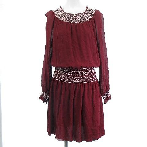 トリーバーチ TORY BURCH 美品 シルク ワンピース ひざ丈 赤 レッド 2 