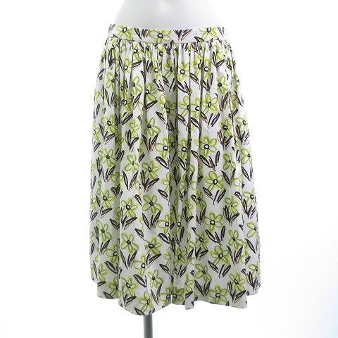 PRADA プラダ 美品 フレアスカート ギャザー 花柄 総柄 ひざ丈  
