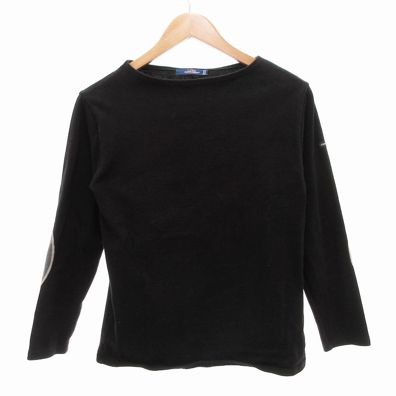 古着 フランス製 セントジェームス エルボーパッチ バスクシャツ 黒 L