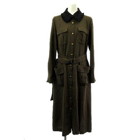 美品グレースコンチネンタル　グレースクラス　長袖シャツワンピース　黒36サイズ ストライプレースシャツワンピース / GRACE CONTINENTAL | GRACE