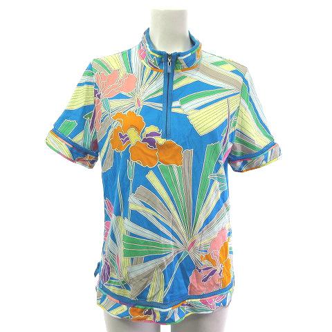 LEONARD - LEONARD SPORT レオナール カットソー レディース 花柄 レオナールスポーツ LEONARD SPORT カットソー 花柄 半袖 ジップ