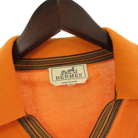 HERMES（エルメス） ニットポロシャツ ニット セーター 長袖 オレンジ