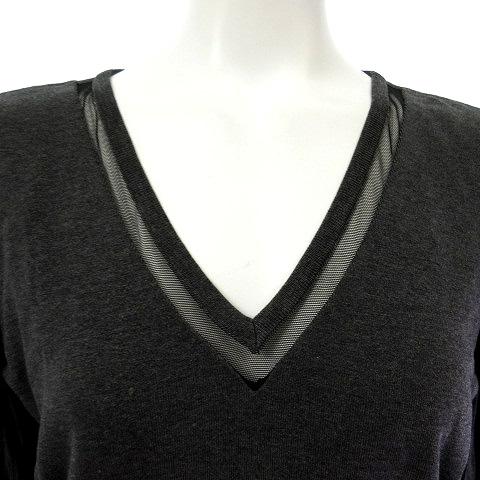 FOXEY フォクシー Vネック カットソー 7分袖 メッシュライン