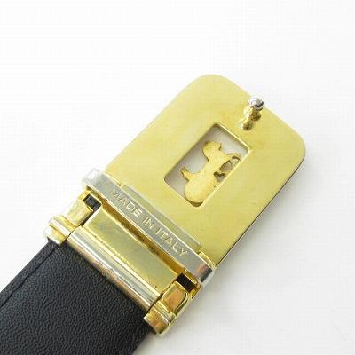 CELINE セリーヌ ベルト レザー ブラック 金具 ゴールド CELINE セリーヌ 75 ベルト 馬車金具 バックルベルト ブラック