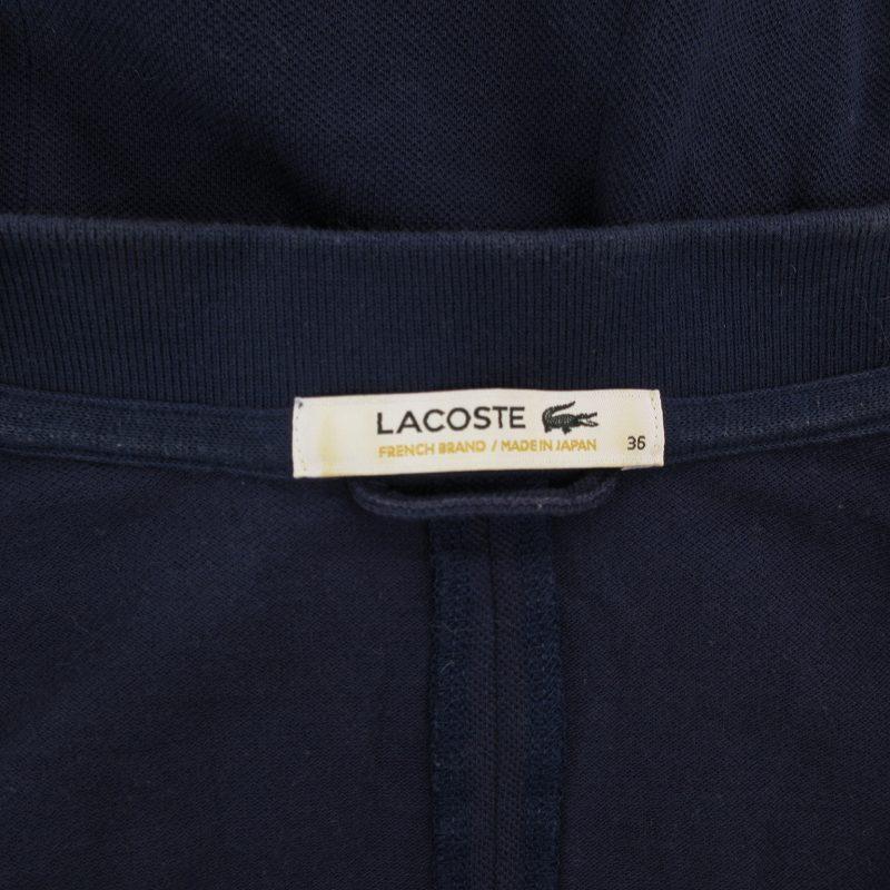 LACOSTE ラコステ ポロワンピース ロゴ刺繍 七分袖 ひざ丈 36 紺