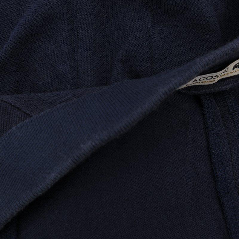 LACOSTE ラコステ ポロワンピース ロゴ刺繍 七分袖 ひざ丈 36 紺