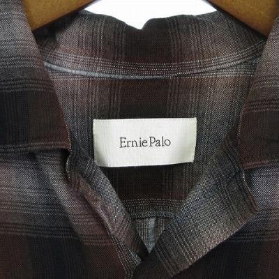 【中古】アーニーパロ Ernie Palo チェックシャツ オープンカラー 開襟 半袖 茶 ブラウン 46 M位 アーニーパロ Ernie Palo チェックシャツ オープンカラー 開襟 半袖 茶