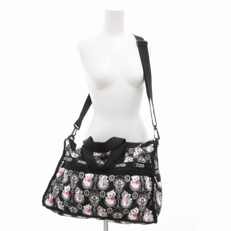 LeSportsac　ボストンバッグ　ハンドバッグ　ネコ LeSportsac - 希少【レスポートサック】猫キャットねこ レース柄