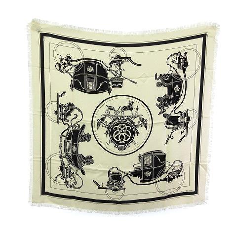 美品 エルメス HERMES エクスリブリス カレ80 HERMES（エルメス） カレ80 スカーフ EX-LIBRIS フリンジ エクス