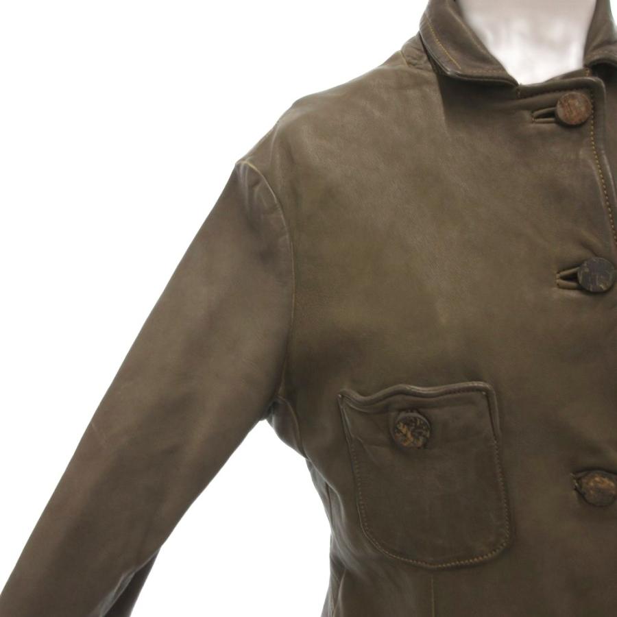 ジョルジオブラッド グリーン？レザー ジャケット ボタン付き ジョルジオブラット GIORGIO BRATO レザージャケット 革ジャン ボタン