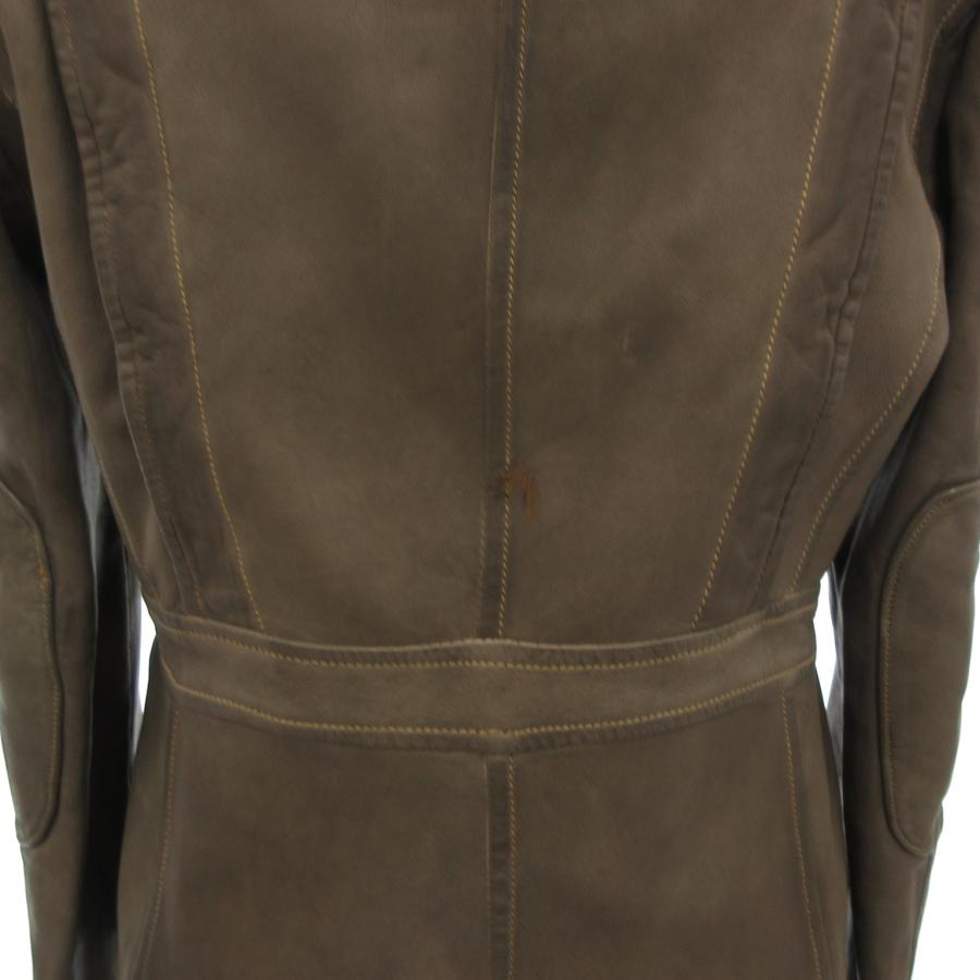 ジョルジオブラッド グリーン？レザー ジャケット ボタン付き GIORGIOBRATO ジョルジオブラット ダークグリーン レザーライダース