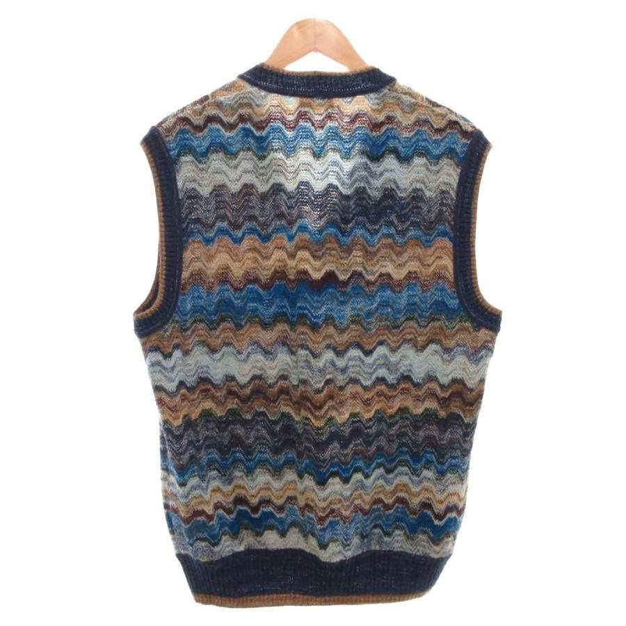 ミッソーニ MISSONI 美品 ニットベスト Vネック 総柄 モヘヤ混 マルチ 
