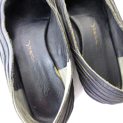 Jürgen Lehl ブラックパンプス ヨーガンレール JURGEN LEHL パンプス フラットシューズ レザー