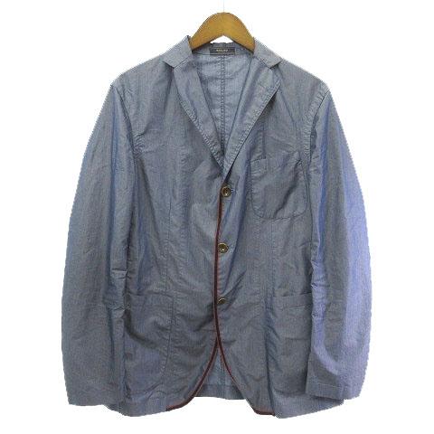 【美品】伊製 ボリオリ ジャケット 46 春夏 ネイビー ボリオリ BOGLIOLI テーラードジャケット ライン シングル