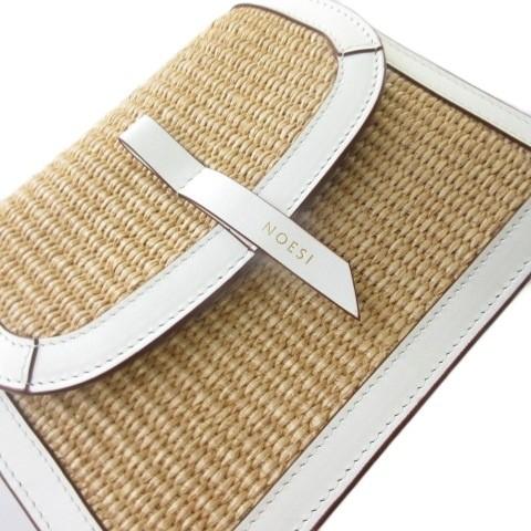 【中古】ノエージ NOESI 美品 PEGGY ラフィア ショルダーバッグ クロスボディ ホワイト ベージュ  レディース ノエージ NOESI 美品 PEGGY ラフィア ショルダーバッグ クロスボディ