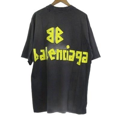 BALENCIAGA バレンシアガ ダメージ加工 Tシャツ ブラック S