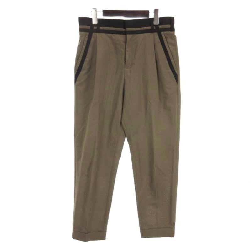 【中古】サカイ sacai ベルテッド タック スラックス パンツ カーキ 3 メンズ サカイ sacai ベルテッド タック スラックス パンツ カーキ 3 メンズ
