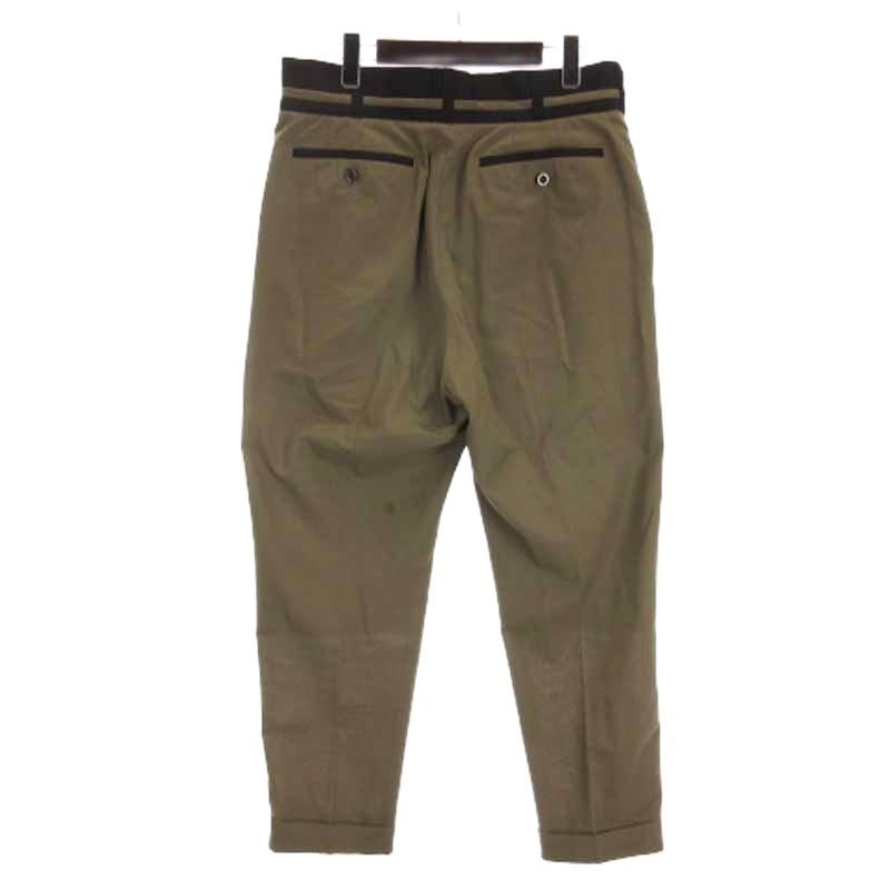 サカイ sacai ベルテッド タック スラックス パンツ カーキ 3 メンズ