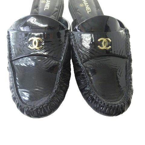 CHANEL シャネル サンダル ミュール ココマーク 黒 23cm 36 CHANEL シャネル ココマーク サンダル ミュール ヒール スエード