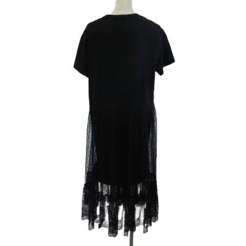 【中古】レッド ヴァレンティノ RED VALENTINO ワンピース ロング チュールレース ドッキング ドット 半袖 ブラック 黒 XS レディース レッド ヴァレンティノ RED VALENTINO ワンピース ロング チュール