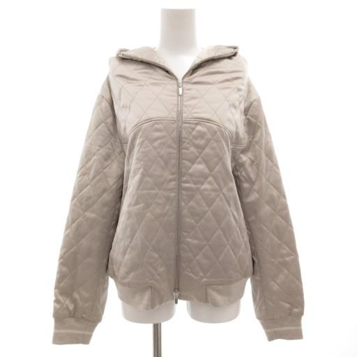 【中古】ブランベール blancvert キルティングジャケット ブルゾン 中綿 フード フルジップアップ 40 グレー /GV ブランベール blancvert キルティングジャケット ブルゾン 中綿 フード