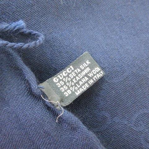 GUCCI グッチ ストール 大判 GG シルク カシミヤ ウール フリンジ