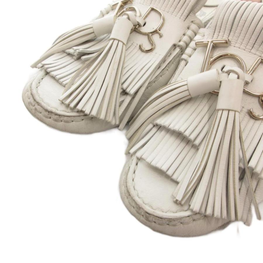 トッズ TOD'S タッセルローファー モカシン フラット 34 白 ホワイト