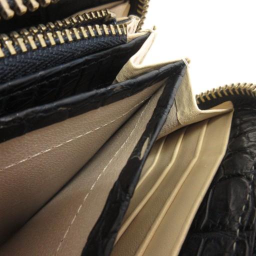 【中古】JRA 長財布 ウォレット ラウンドファスナー クロコダイルレザー 紺 ネイビー メンズ レディース JRA 長財布 ウォレット ラウンドファスナー クロコダイルレザー 紺