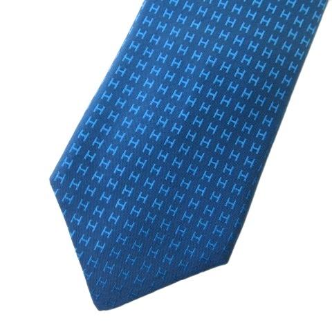 ネクタイ エルメス 青紺 H柄 未使用タグ付き HERMES 未使用品 エルメス タグ付き ネクタイ H柄 シルク100 ブルー 青