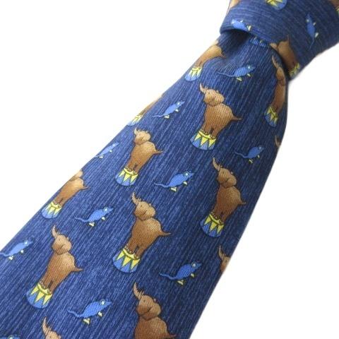 HERMES（エルメス） ネクタイ シルク100 7681TA 総柄 エレファント柄