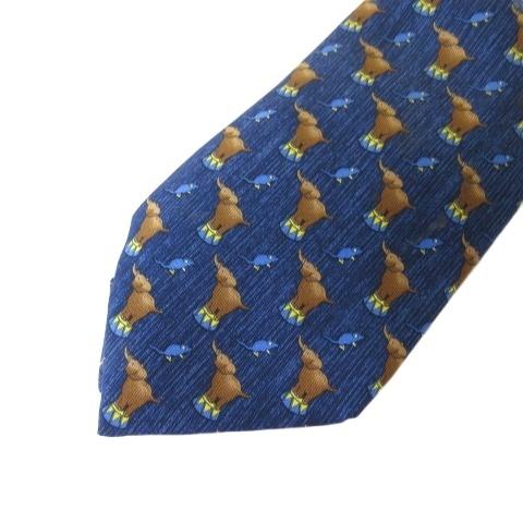 HERMES（エルメス） ネクタイ シルク100 7681TA 総柄 エレファント柄