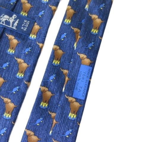 HERMES（エルメス） ネクタイ シルク100 7681TA 総柄 エレファント柄