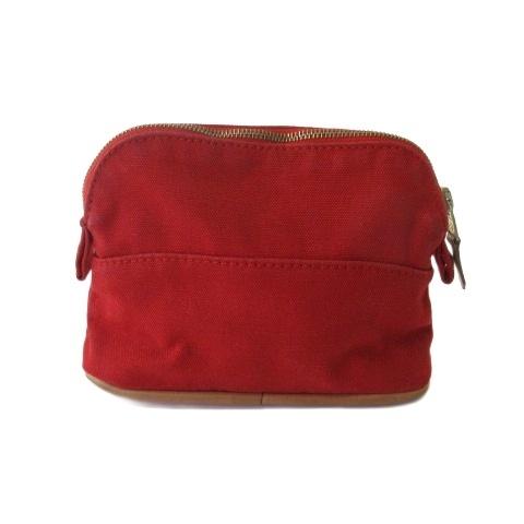 エルメス HERMES ボリードポーチ ミニミニ 赤 キャンバス 美品 HERMES（エルメス） ボリードミニミニ ポーチ キャンバス 赤 レッド